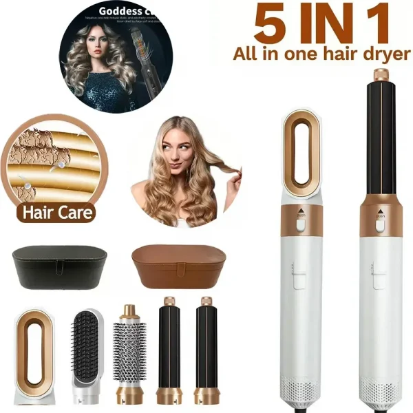 💇‍♀️✨ فرشاة تصفيف الشعر 5 في 1 – جمال احترافي في متناول يدك!