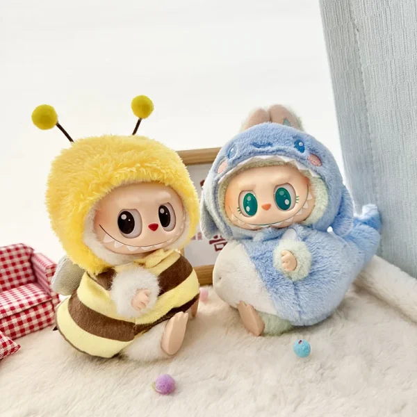 🧸✨ أزياء حيوانات لدمى LaBubu – بطريق، قرش، نحلة، ديناصور! أناقة ومرح في قطعة واحدة